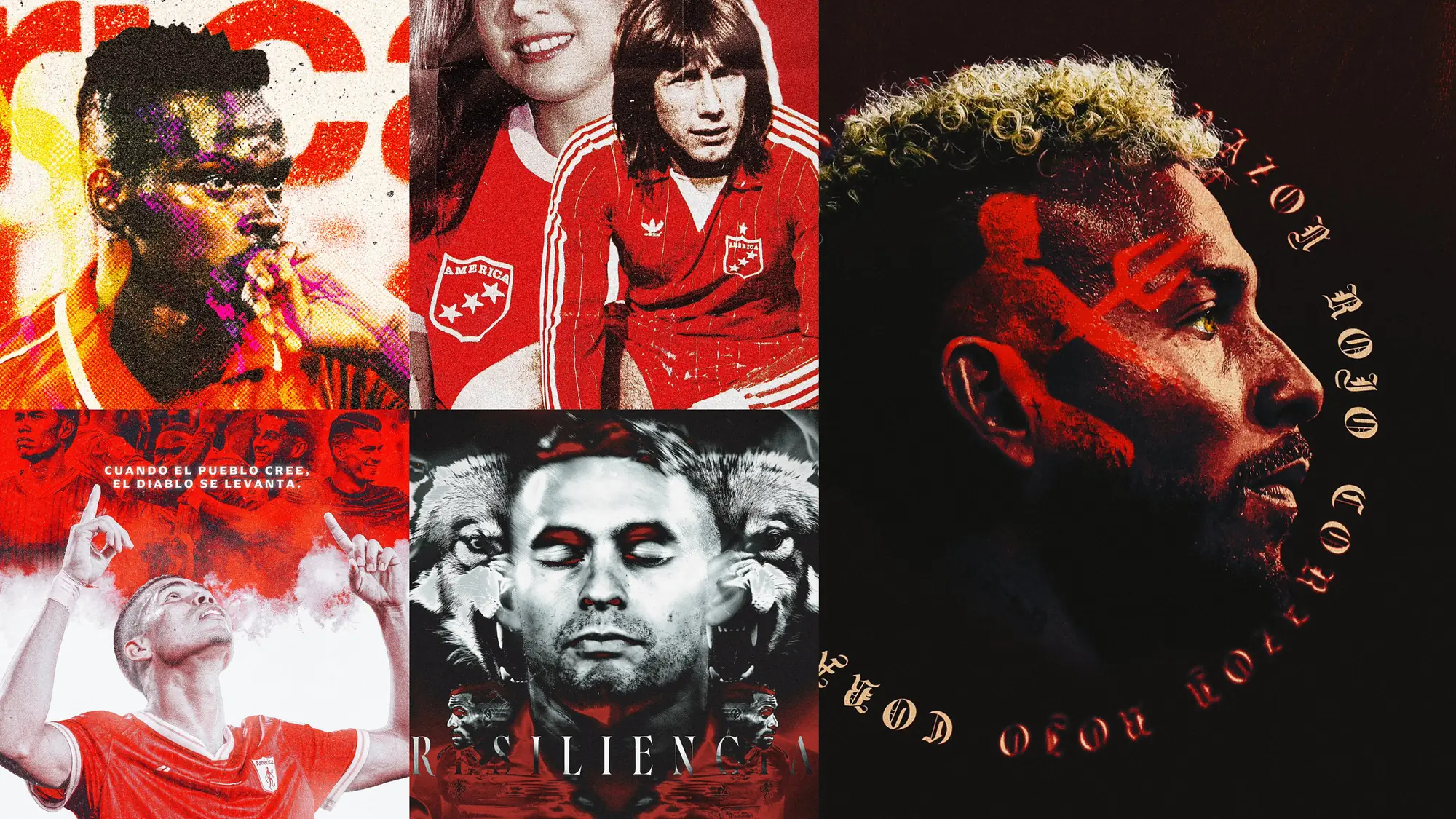 Player celebration poster, ESTO ES AMÉRICA matchday lineup poster, and a three-star championship poster